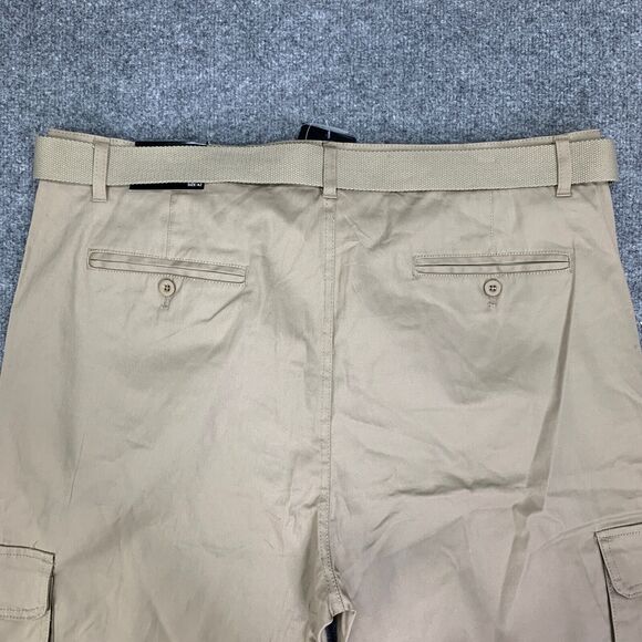 Blu Rock Shorts Mens 42 Khaki Cotton Blend 4 Way Stretch Cargo Pockets Belted - Picture 11 of 13